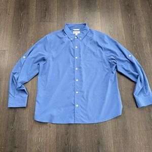 Coolibar UPF 50+ Button Down Shirt Blue Mens Sz XL Fishing Gorpcore Outdoors